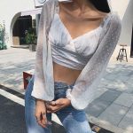 Crop Top Blanc Manches Longues