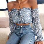 Crop Top Bohème Bleu Clair