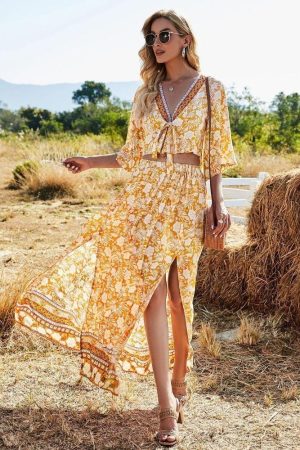 Ensemble de Plage Bohème Jaune