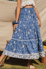 Jupe Bohème Longue Bleue