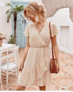 Robe Bohème Courte Beige