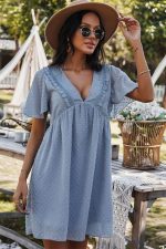 Robe Bohème Courte Col Plongeant