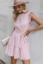 Robe Bohème Courte Rose Poudré