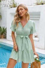 Robe Bohème Courte Vert Pâle