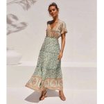 Robe Bohème Fleurie Verte