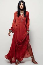 Robe Bohème Longue Manches Longues