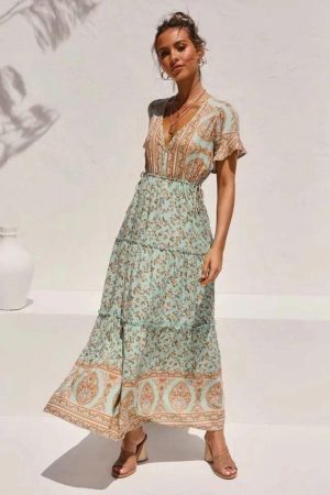 Robe Bohème Manches Courtes