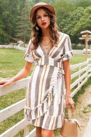 Robe Bohème Rayures Verticales
