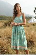 Robe Bohème Verte En Dentelle