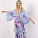 Robe Bohème Violette Maxi Broderie
