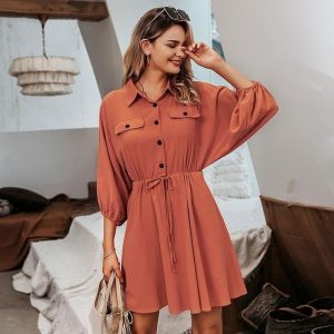 Robe Chemise Bohème Orange