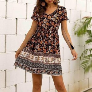 Robe Courte Boho Vintage Noire