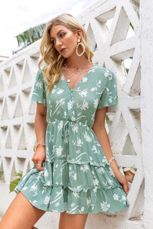Robe Courte Vert Sauge