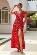Robe Portefeuille Rouge Bohème