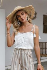 Top Bohème Bretelles Pompons
